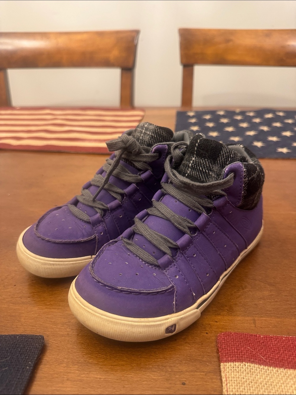 Keen Kids Purple High-Top Sneakers with Gray Laces